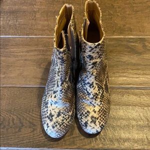 Snake print booties